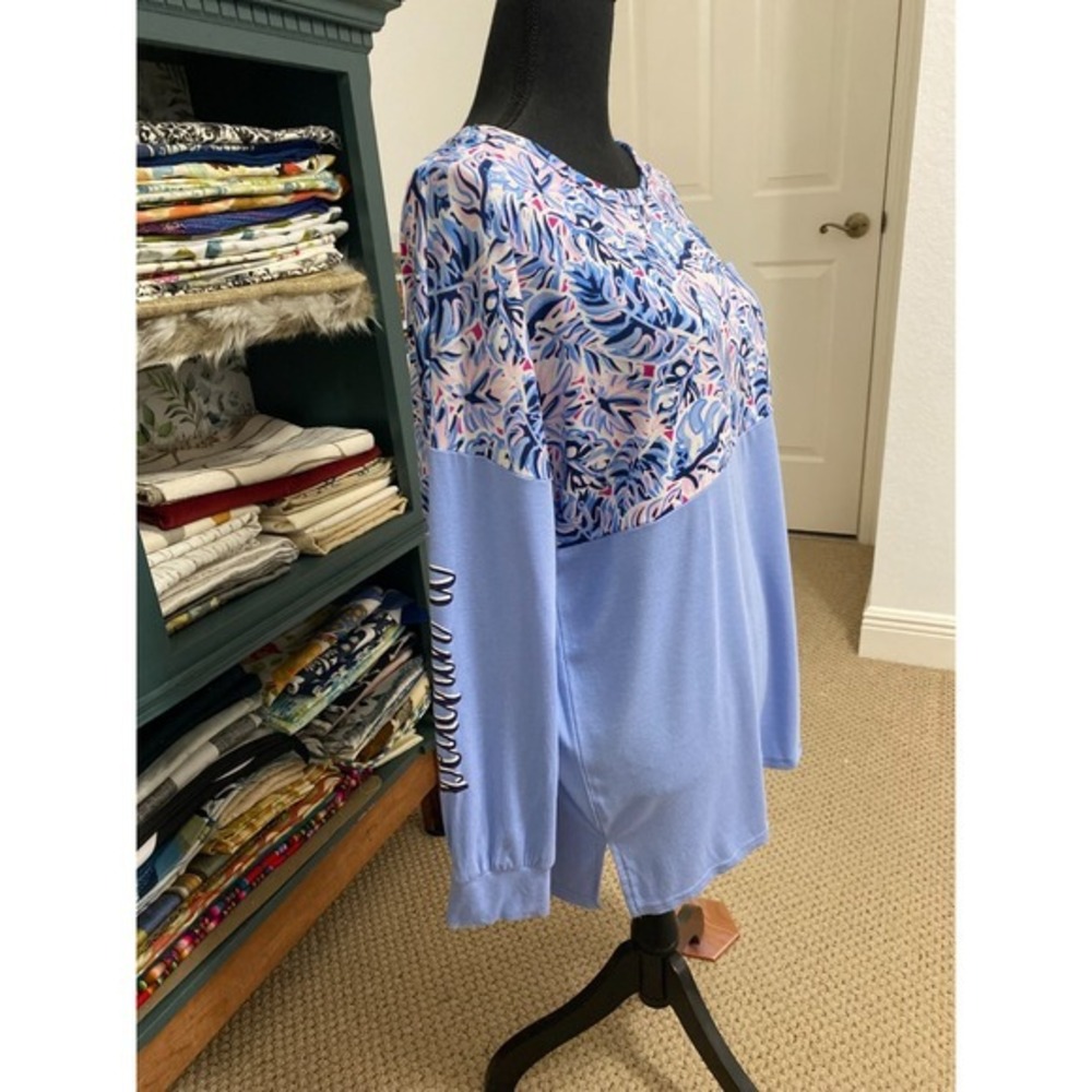Simply Southern Tropical Leaf Pocket Long Sleeve T-Shirt Women's XL - Picture 4 of 8